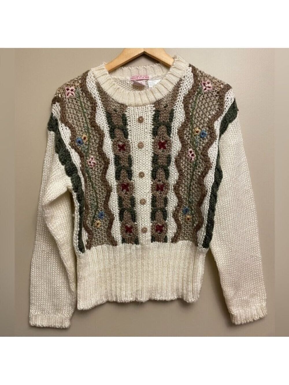 Vintage No Boundaries Knit Sweater Bows Floral Small